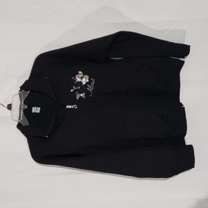 Maui Sweatshirt zip front silver and black 'jeweled' embellishments  size Large